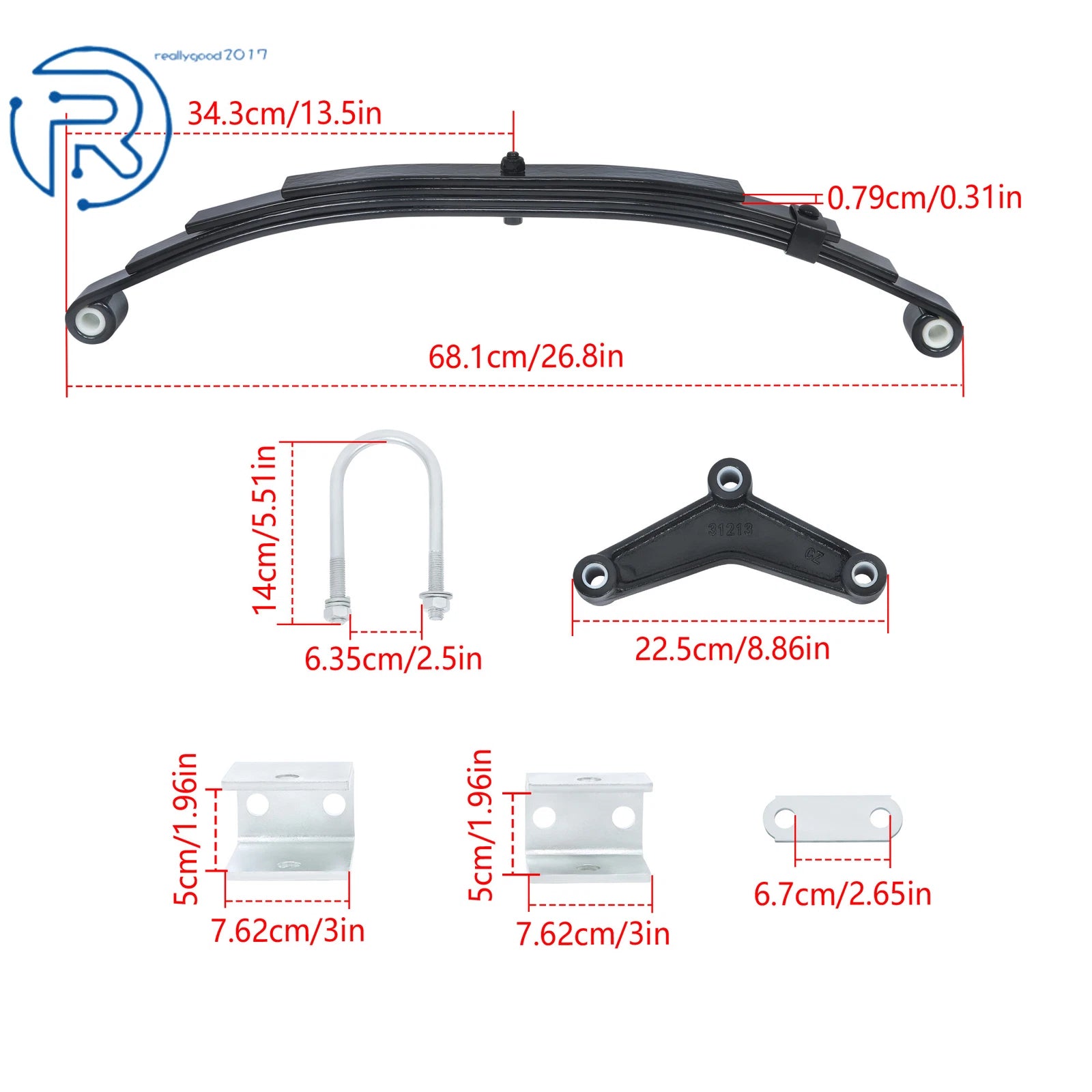 Tandem Axle Kit for 3500lb Trailer (1750lb, 4 Leaf Springs)