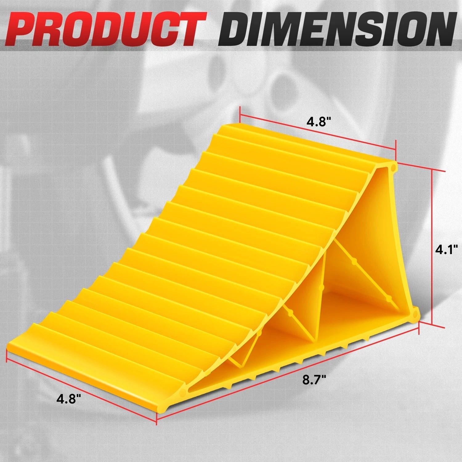 Set of 2 Yellow Stackable Triangular Wheel Chocks 8000lbs Capacity