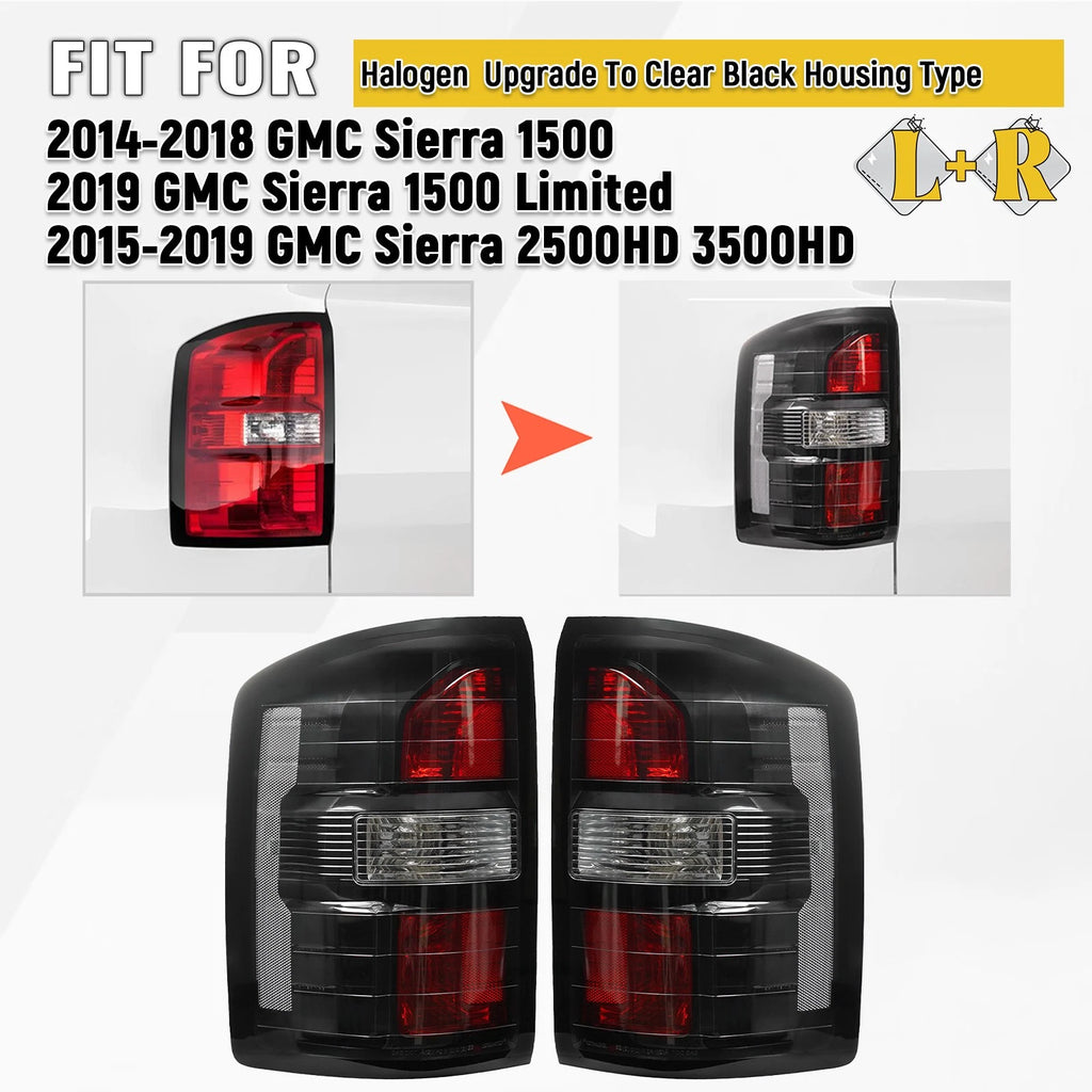 Halogen Upgrade Tail Light Set for GMC Sierra 1500 (2014–2018) w/o Bulb