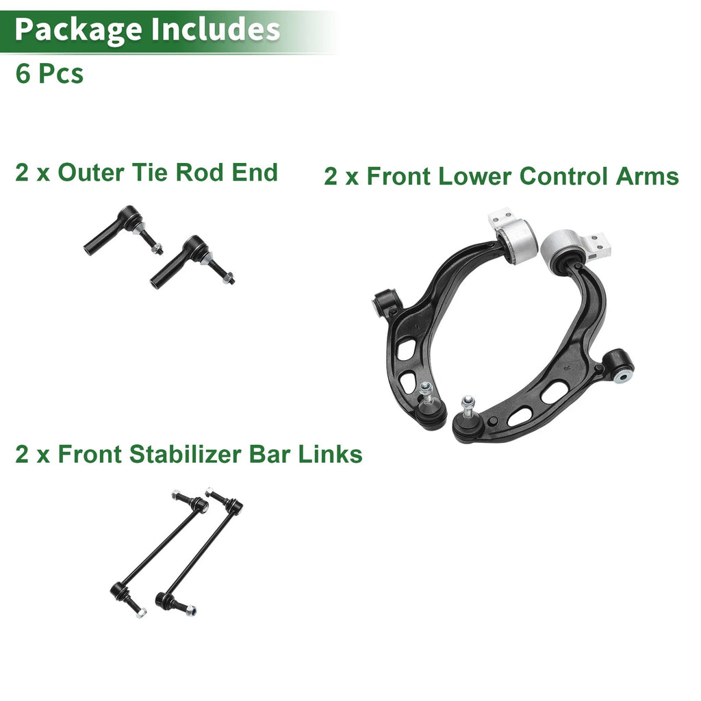 6 Pcs Front Lower Control Arms for Ford Flex (2010–2012) No.MS401121/MS401122