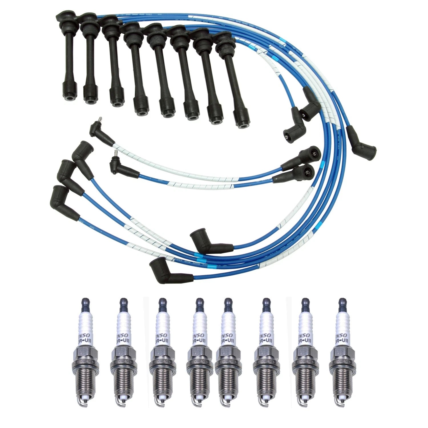 NGK 5mm Wire Set & Denso Spark Plug Kit for Lexus LS400 SC400 (1990–2000)
