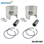 2X Piston & Ring STD for Yamaha 2T Outboard 40HP (40G, 40J) 78mm 6F6-11631, 6F5-116