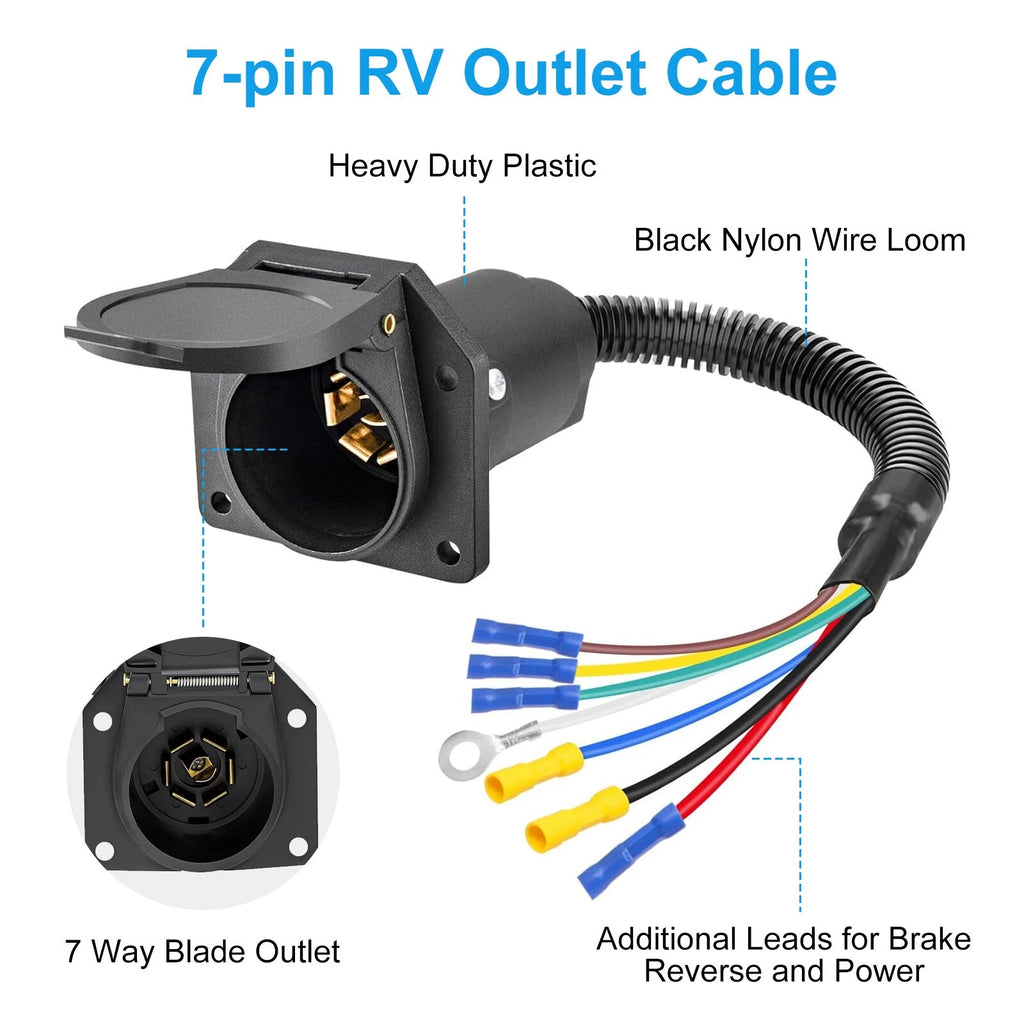7 Pin Trailer Plug Wiring Harness Kit for Truck (Vehicle-Side)