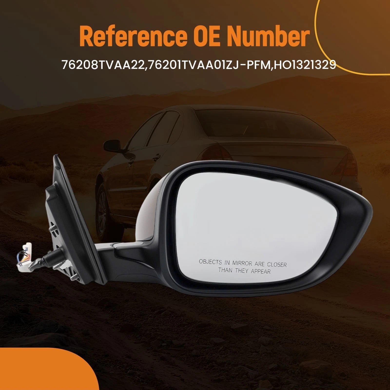 Passenger Rear Mirror for Honda Accord (2018–2022) Power Blind Spot HO1321329