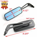 Rectangle Mirrors for Harley Cruiser Bobber Chopper Softail Sportster