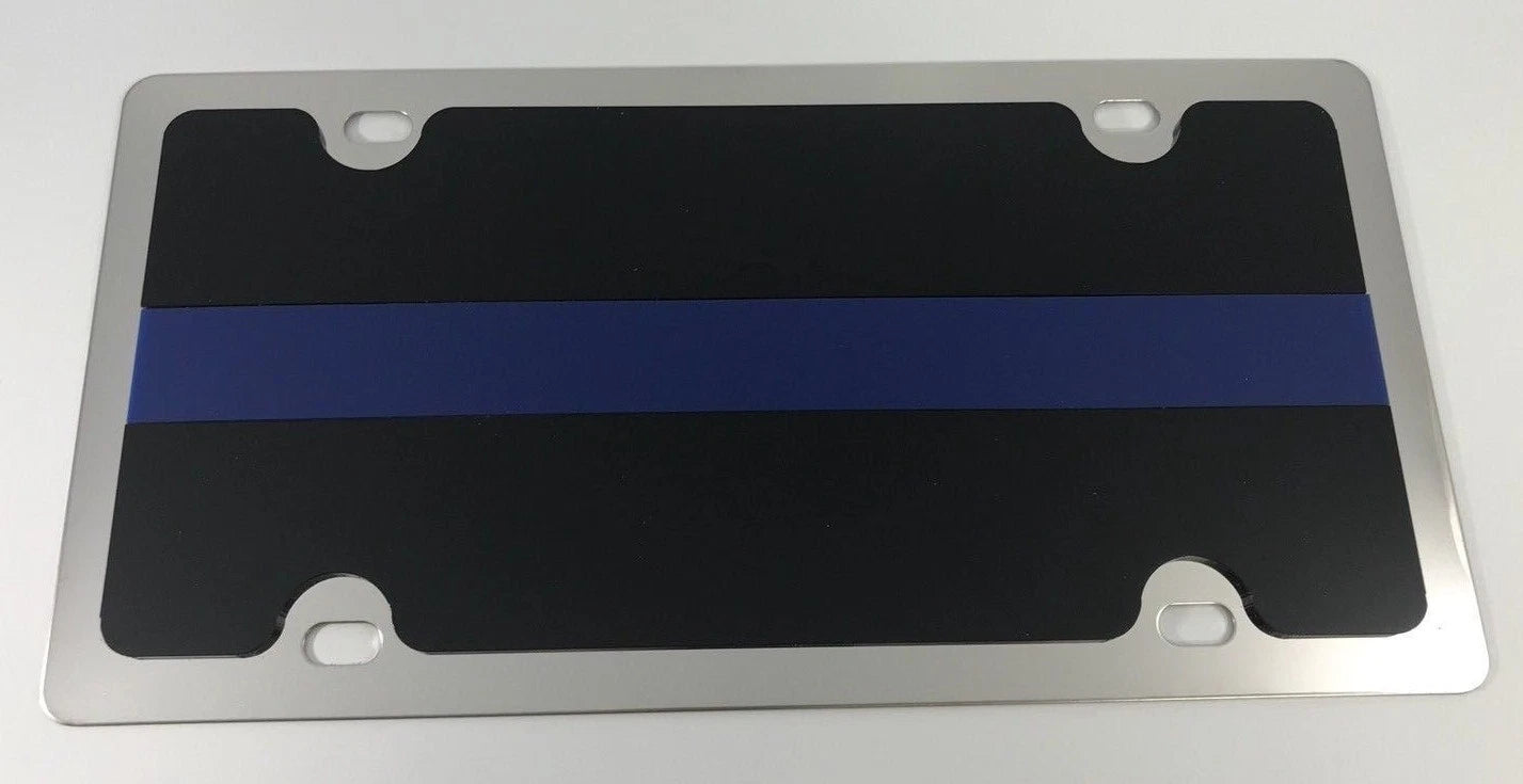 Premium License Plate for Police Support Thin Blue Line Stainless Steel