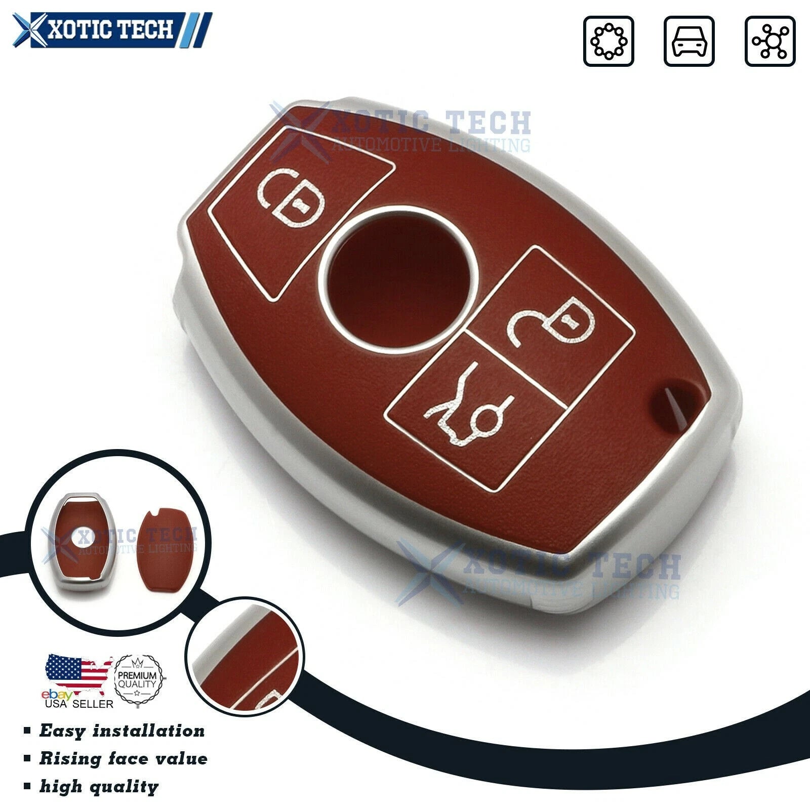 3-Button Smart Key Holder Protector for Mercedes-Benz C-Class (2009–2018)