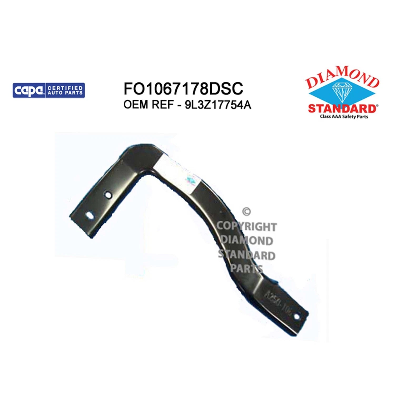 Replacement Steel Front Passenger Side Outer Bumper Mounting Bracket for