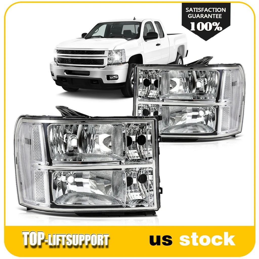Set of 2 Chrome Headlight Assemblies for GMC Sierra 1500 2500HD 3500HD