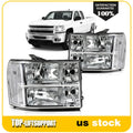 Set of 2 Chrome Headlight Assemblies for GMC Sierra 1500 2500HD 3500HD