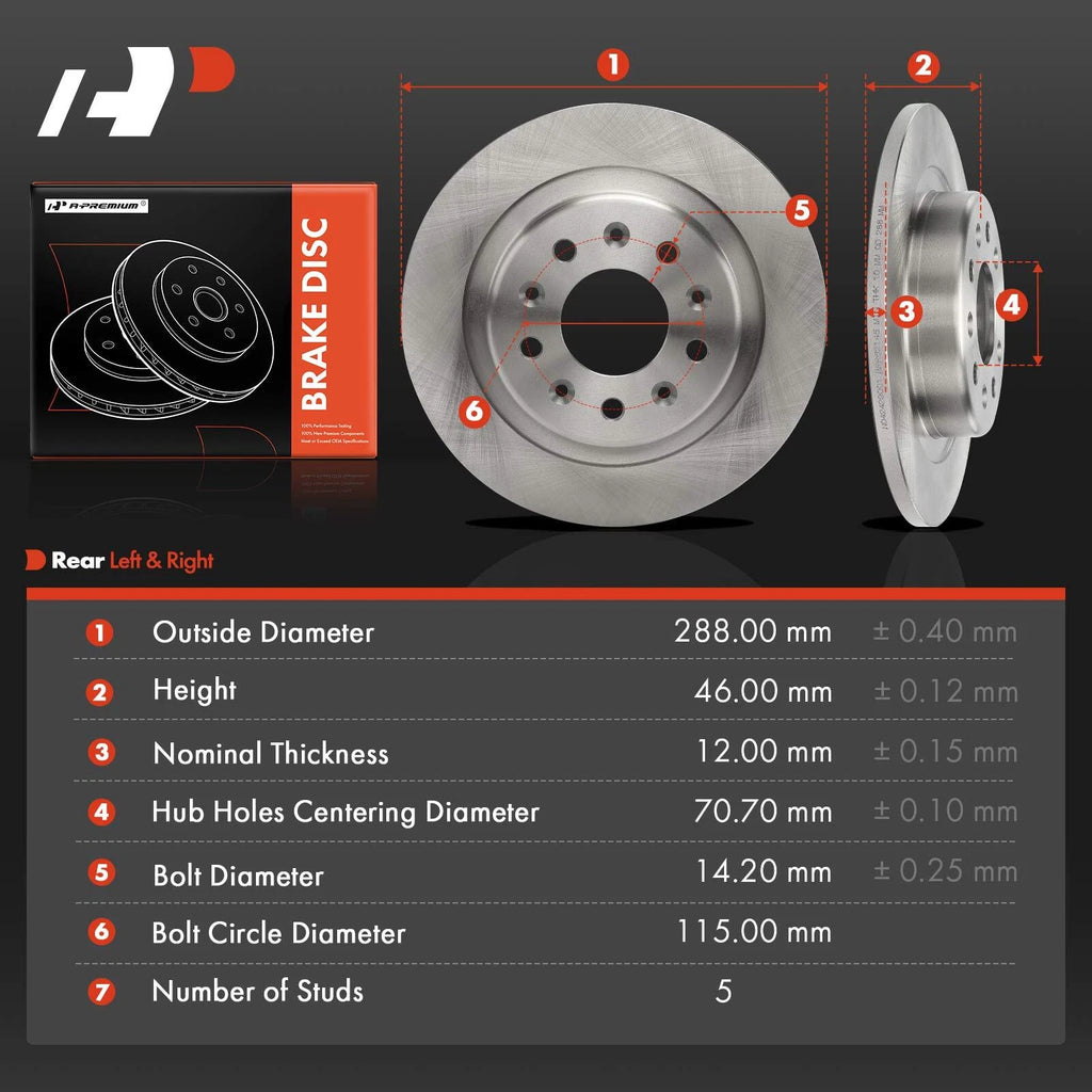 Rear Disc Brake Rotors for Chevrolet Equinox Malibu (2018–2023)