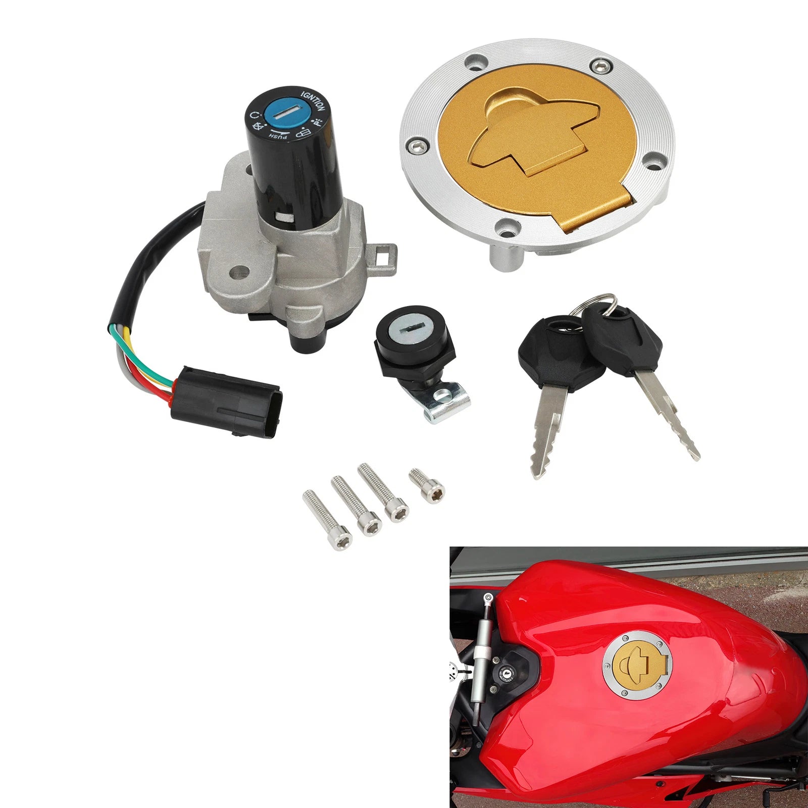 Ignition Switch & Fuel Gas Cap Lock Key for Ducati 848 1098 ST3 (2003–2013)