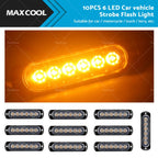 10X Yellow Amber 6 LED Emergency Beacon Strobe Light
