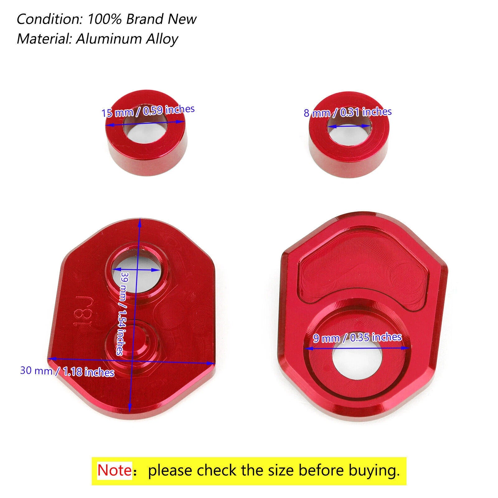 Aluminum Turn Signal Indicator Adapter Spacers for Honda MSX125 (2013–2023) Red T9
