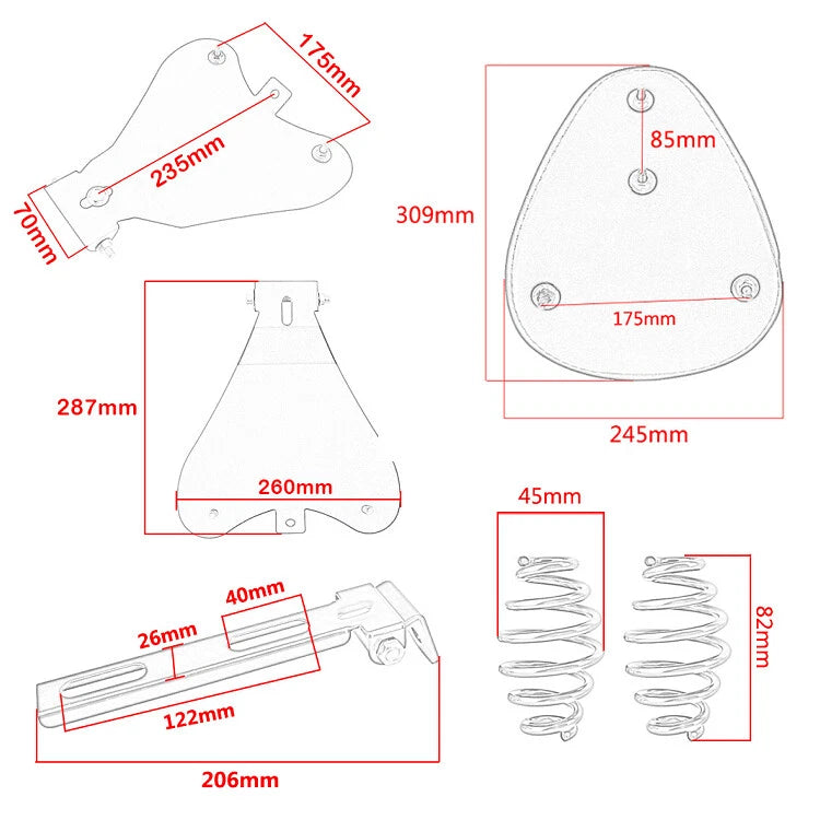 Bobber Solo Driver Seat Spring Base Kit for Honda Yamaha Kawasaki