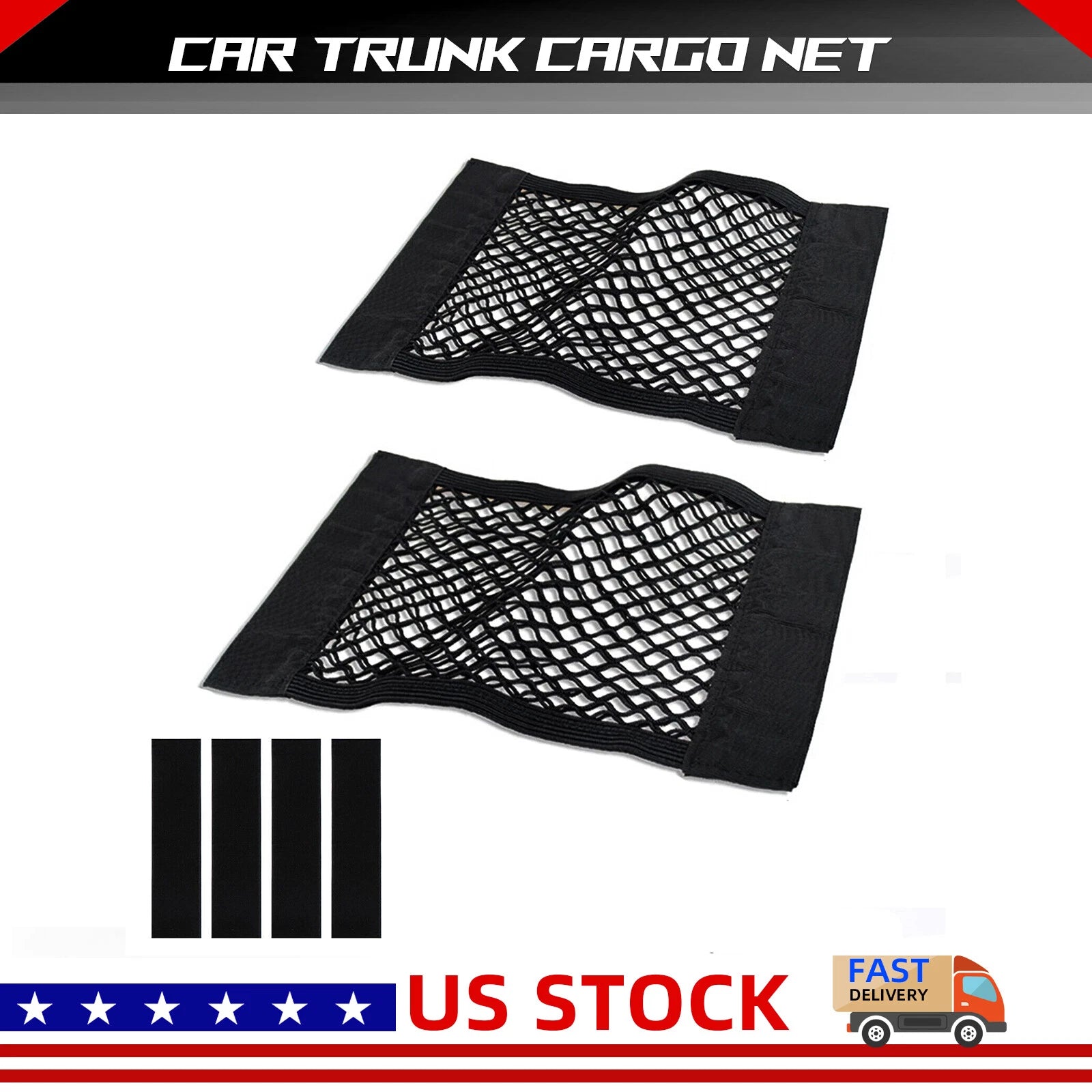 2 Pack Universal Mesh Cargo Net for Car Trunk Storage