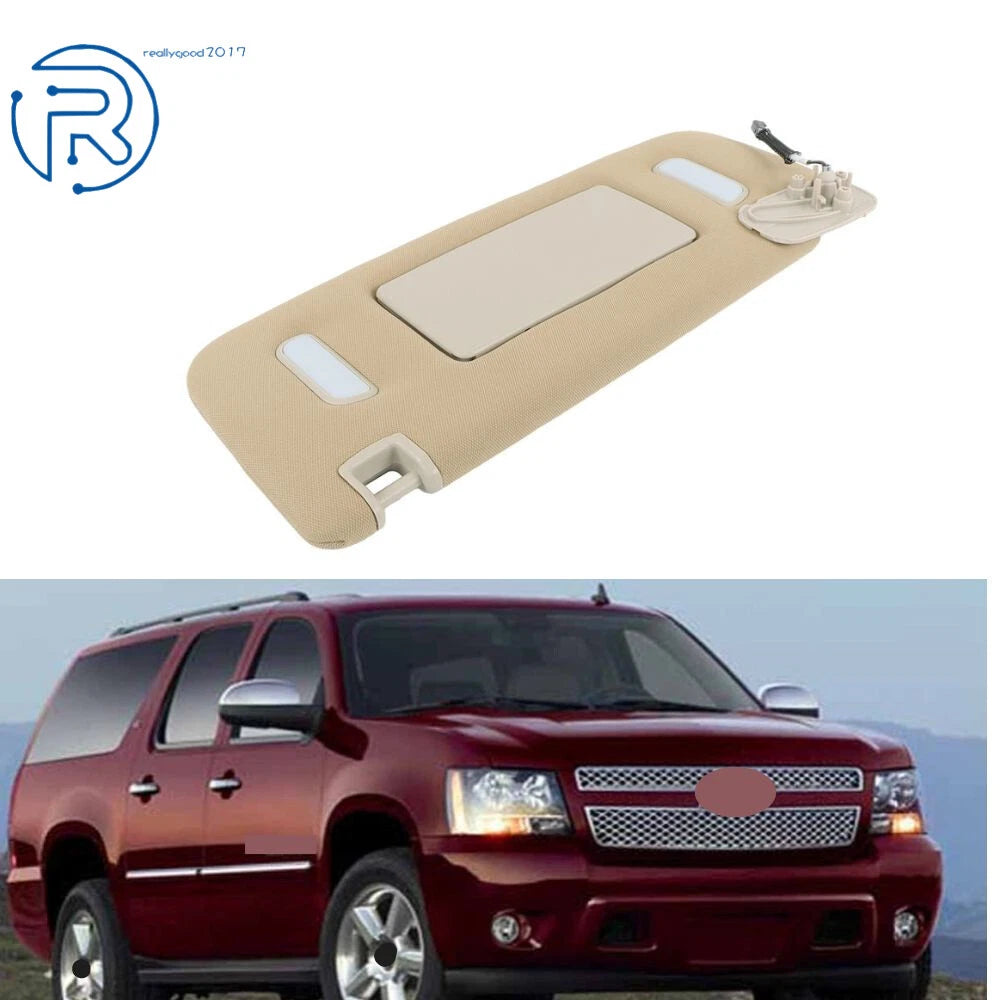 Beige Driver Left Sun Visor for Silverado Tahoe Yukon Suburban (2007–2014)