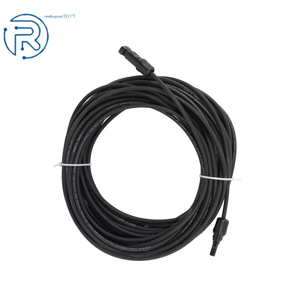 Set of 2 Solar Panel Extension Cables for Various Models (20M, 12AWG)