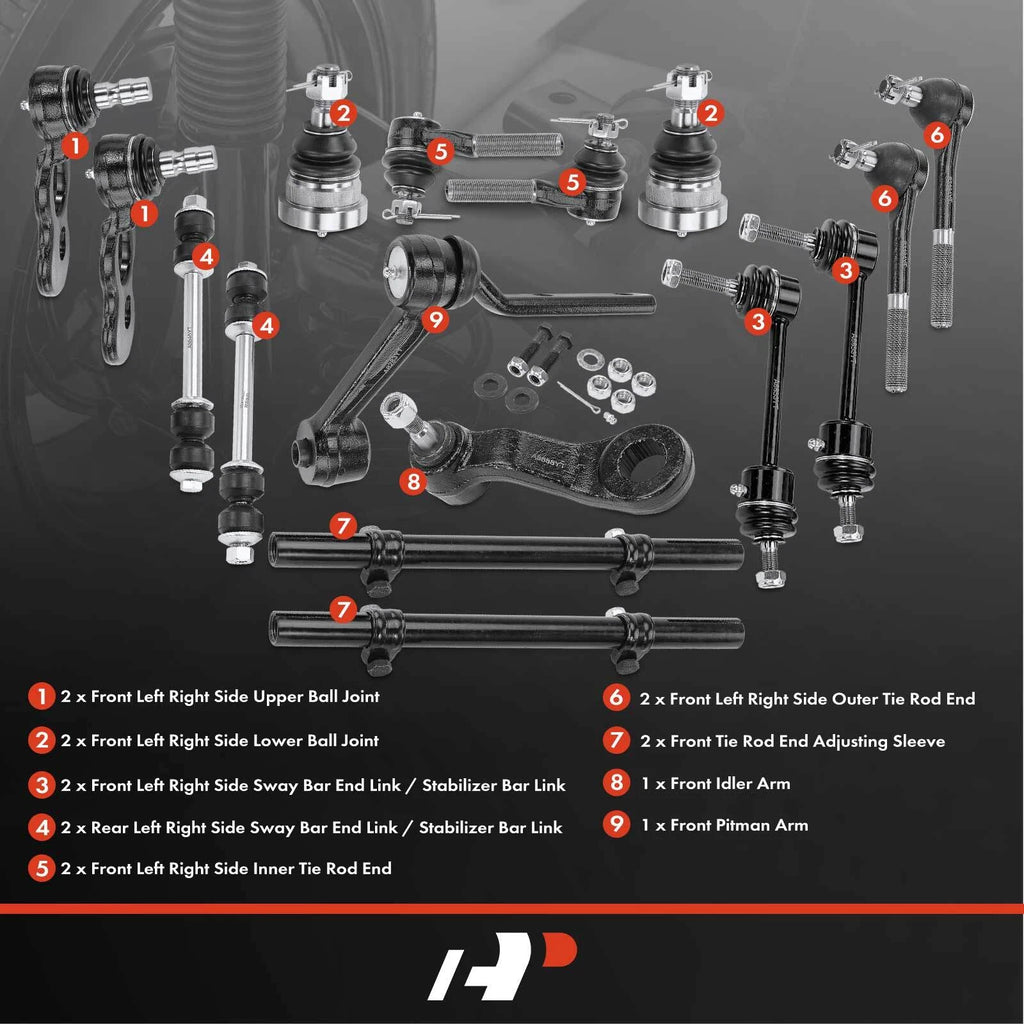 Set of 16 Front & Rear Pitman Idler Arm Sway Bar Tie Rod for Ford Lincoln