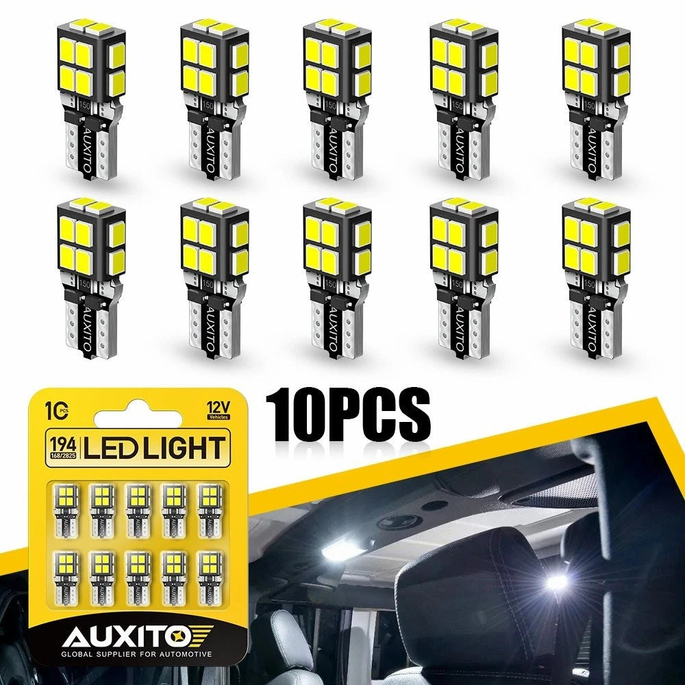 2X T10 LED License Plate Light Bulbs for AUXITO (168, 2825, 194, W5W)