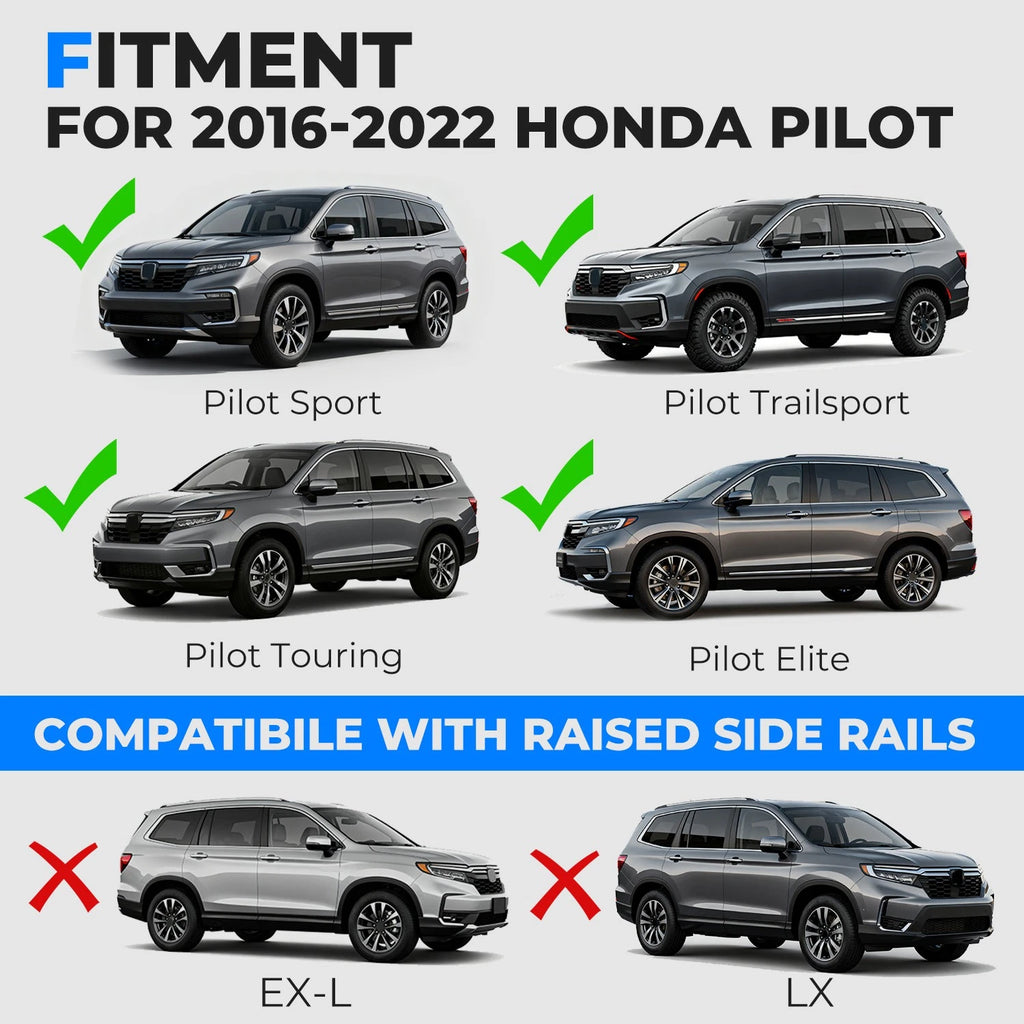 Set of 2 Roof Rack Cross Bars for Honda Pilot (2016–2022) Aluminum