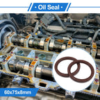 2X Oil Seal Rotary Shaft Seal FKM Rubber 60x75x8mm for Various Models 