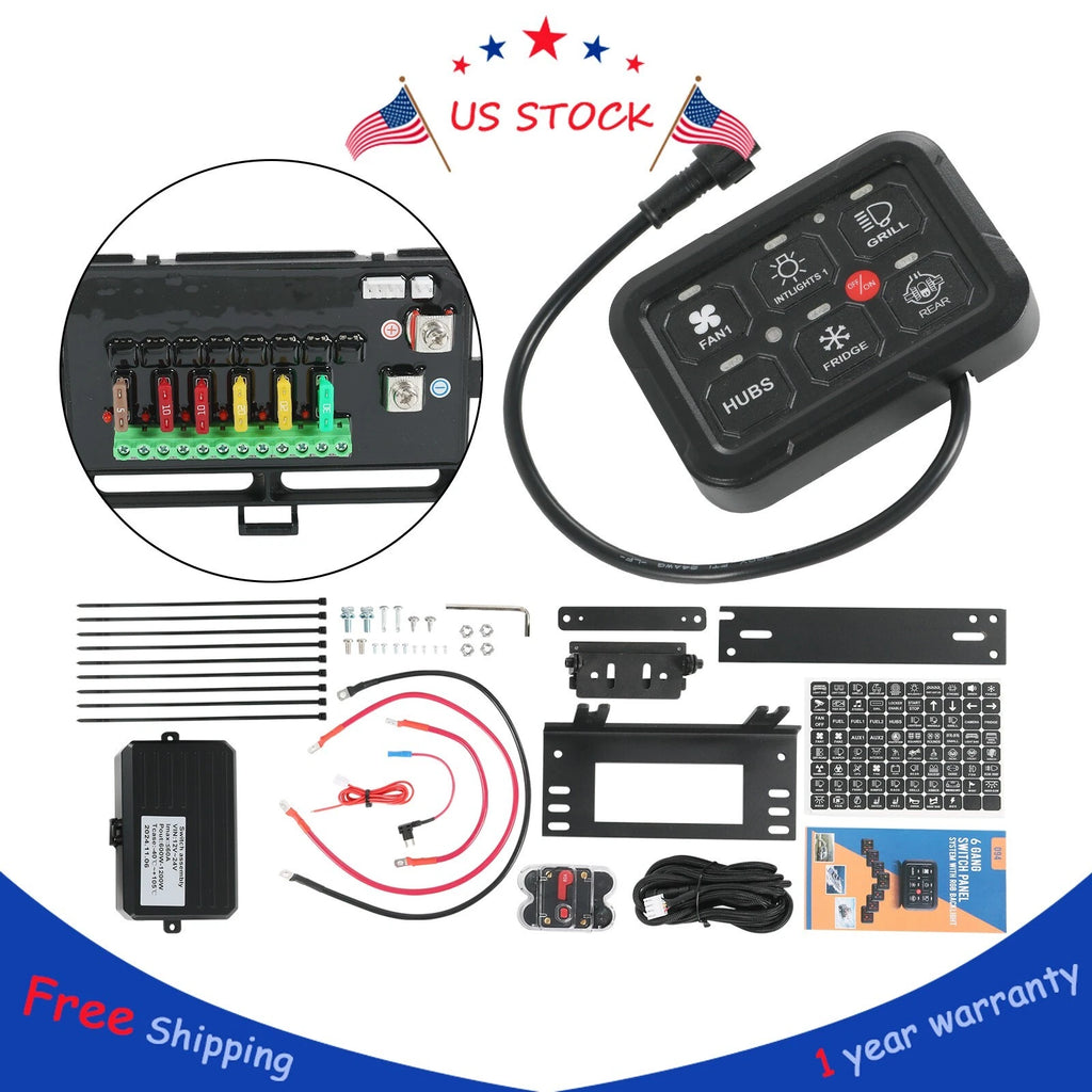 6 Gang Switch Panel for Car Boat (Dimmable, 720W, LED)