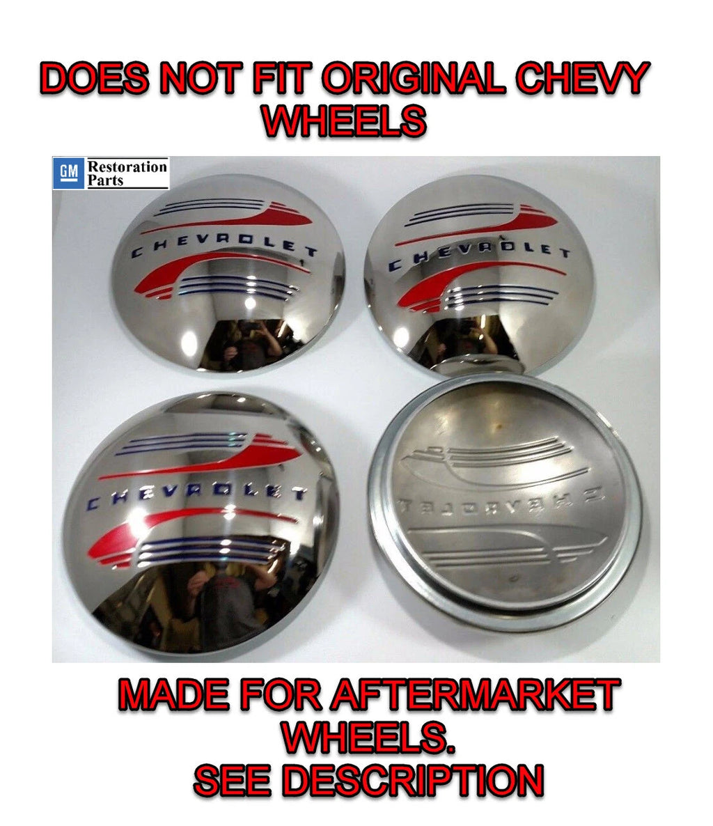Steel Hubcaps Set Front for 1941-1948 Chevy Car Truck with 8-1/8" Opening