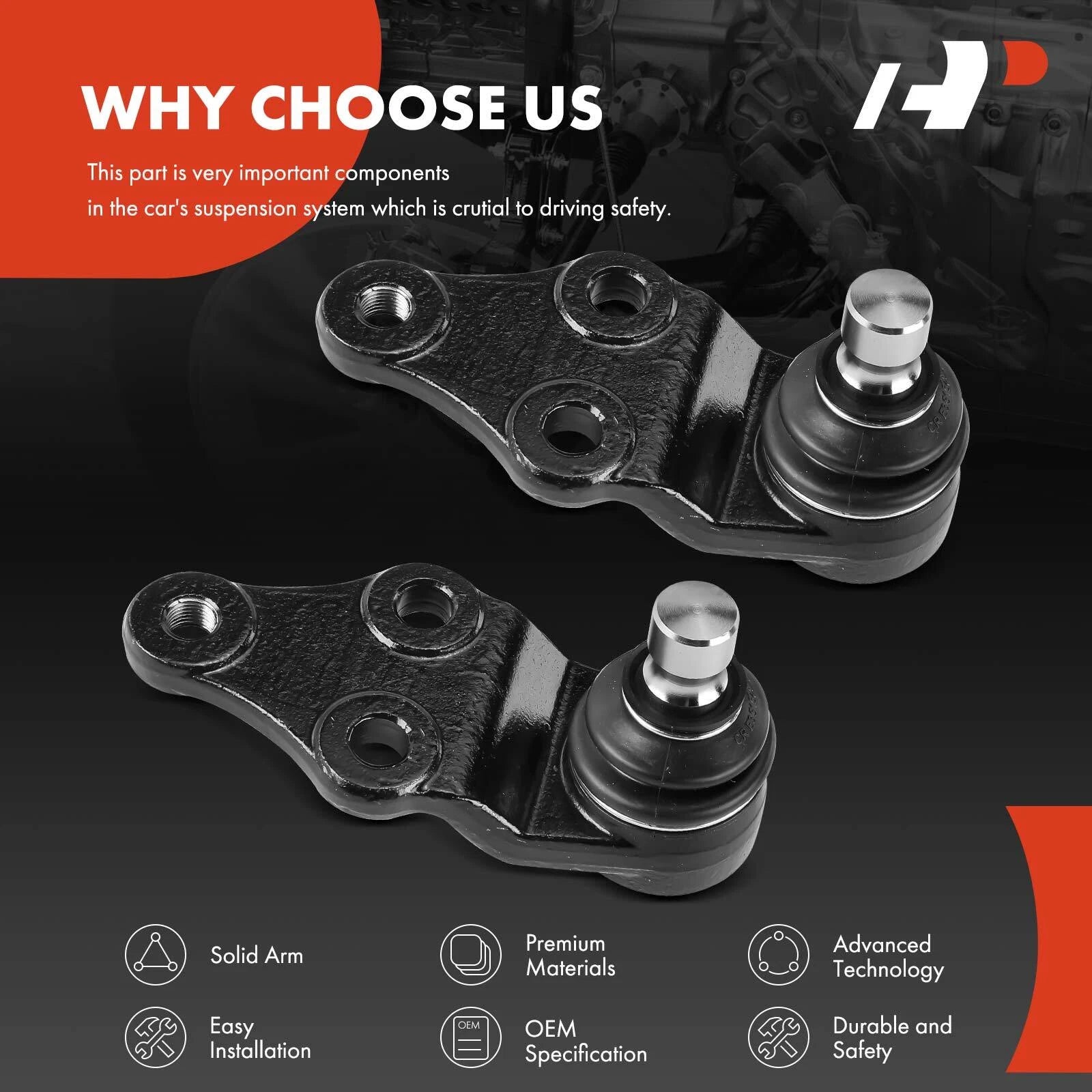 2X Front Lower Ball Joint for Kia Soul (2014–2019) Soul EV (2015–2019)