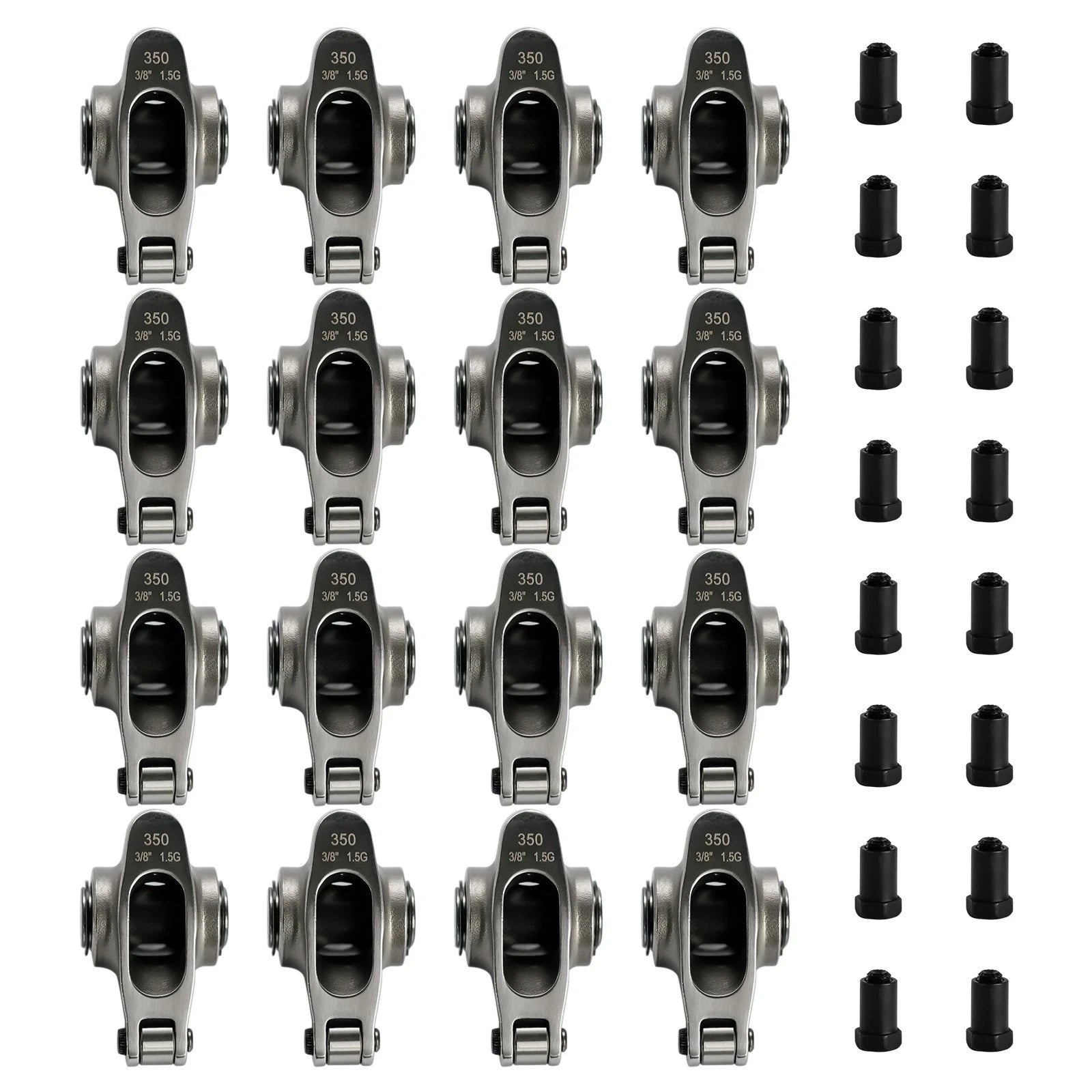 Set of 1.50 Ratio 3/8" Stainless Steel Roller Rocker Arms for SBC 350 (1969–1995)