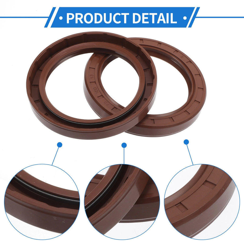 Set of 2 Oil Seal Rotary Shaft Seal FKM Rubber 75x100x13mm