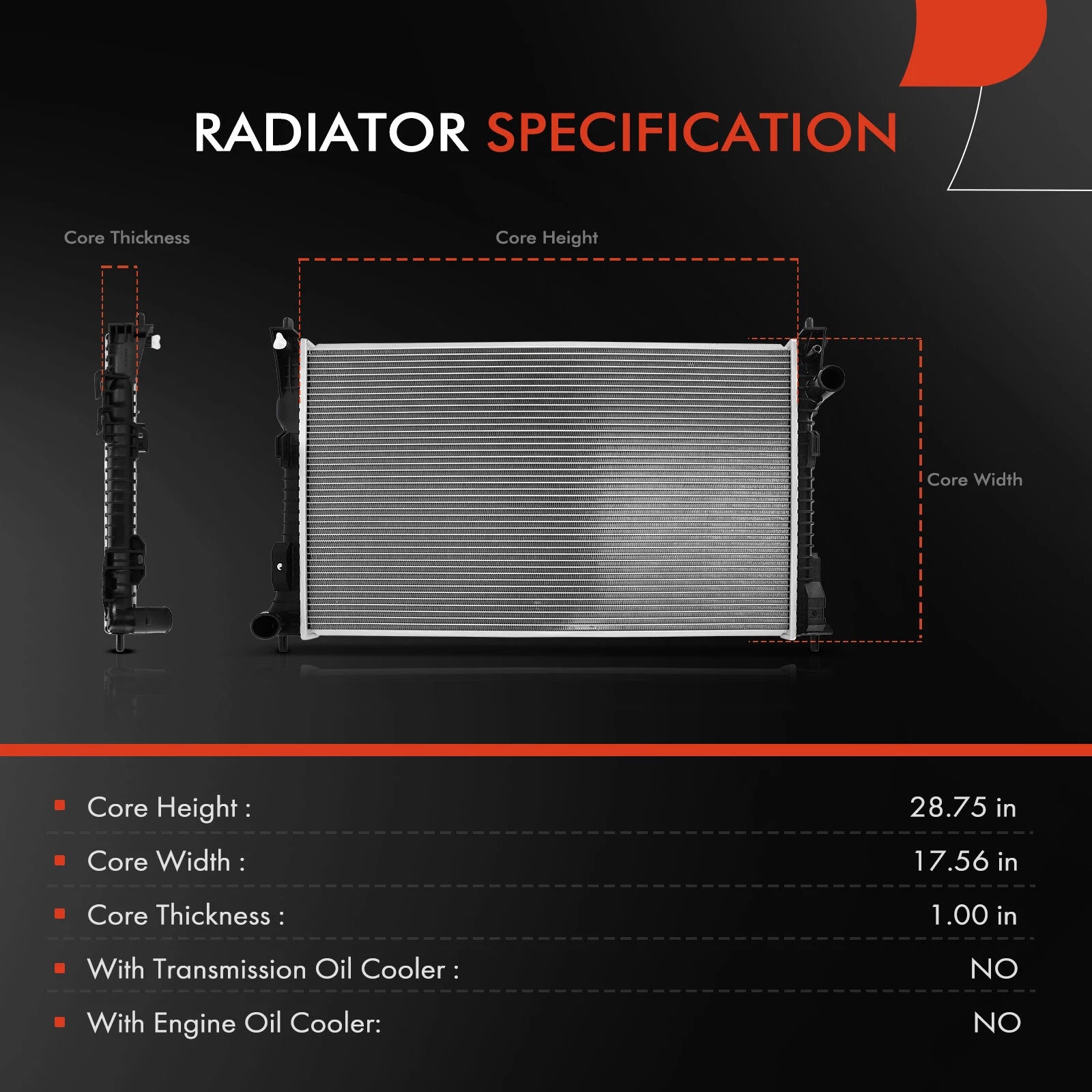 Radiator for Ford Taurus (2010-2019) Lincoln MKS (2010-2016)