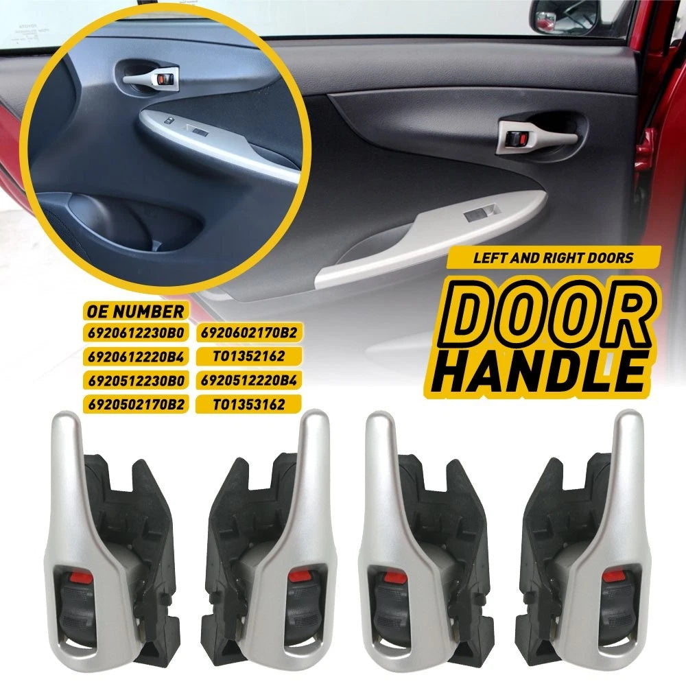 Set of 4 Black Silver Interior Door Handles for Toyota Matrix Corolla (2003–2013)