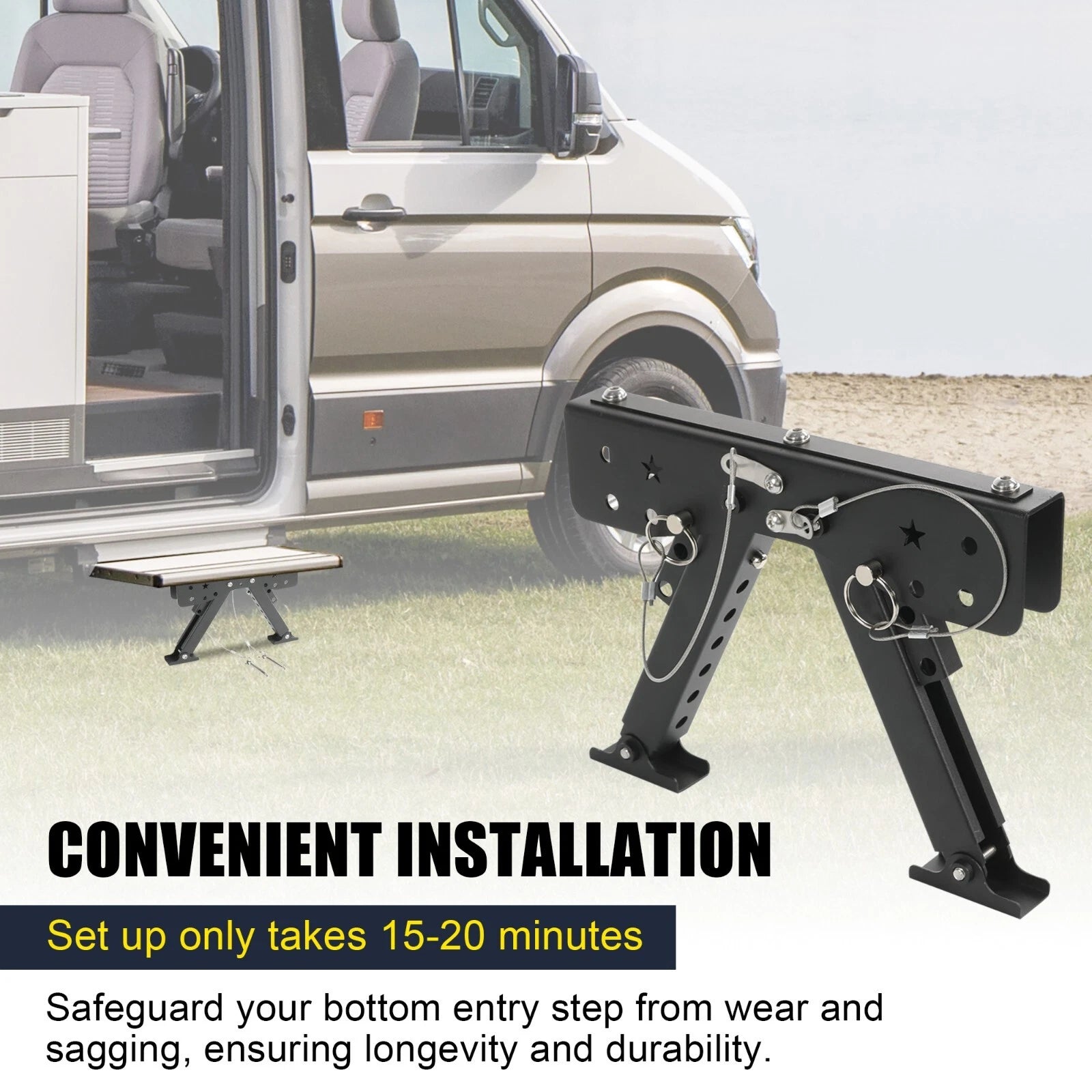 RV Step Stabilizer Kit for Travel Trailers 5th Wheels Motorhomes (2.8"-11.4")