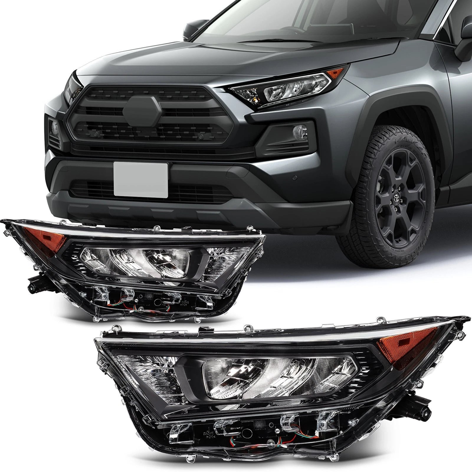 2X LED Headlights Assembly for Toyota RAV4 (2019–2021)