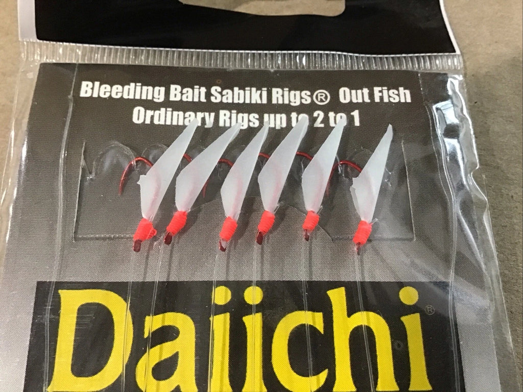 Set of 6 Daiichi Bleeding Sabiki Rig Red Head/White Size 6 D03R-W6