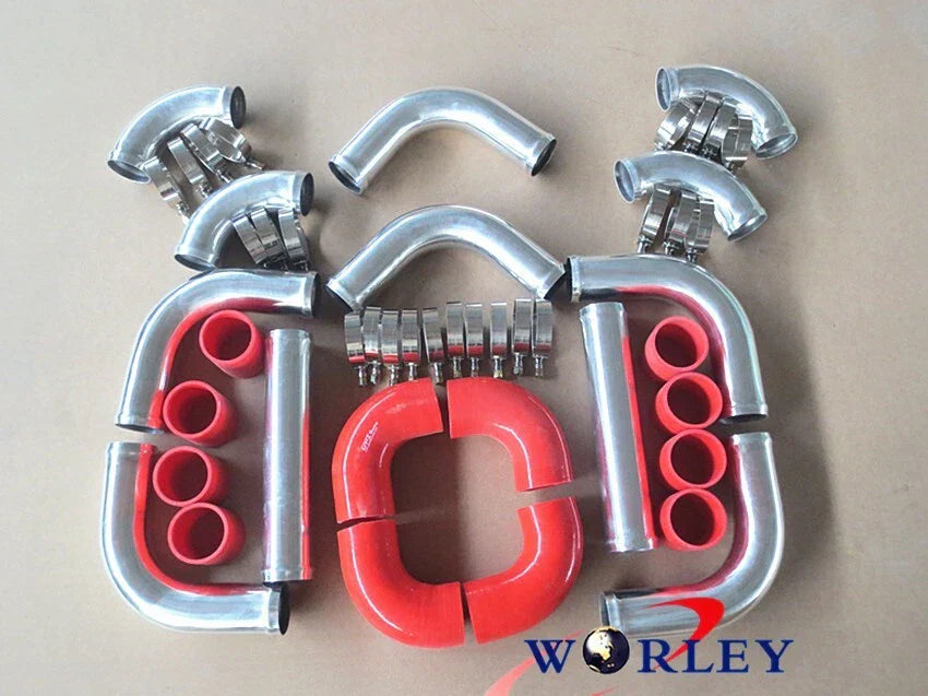 12PCS 2.5" Red Turbo Piping T-Clamp Kit for Universal Intercooler