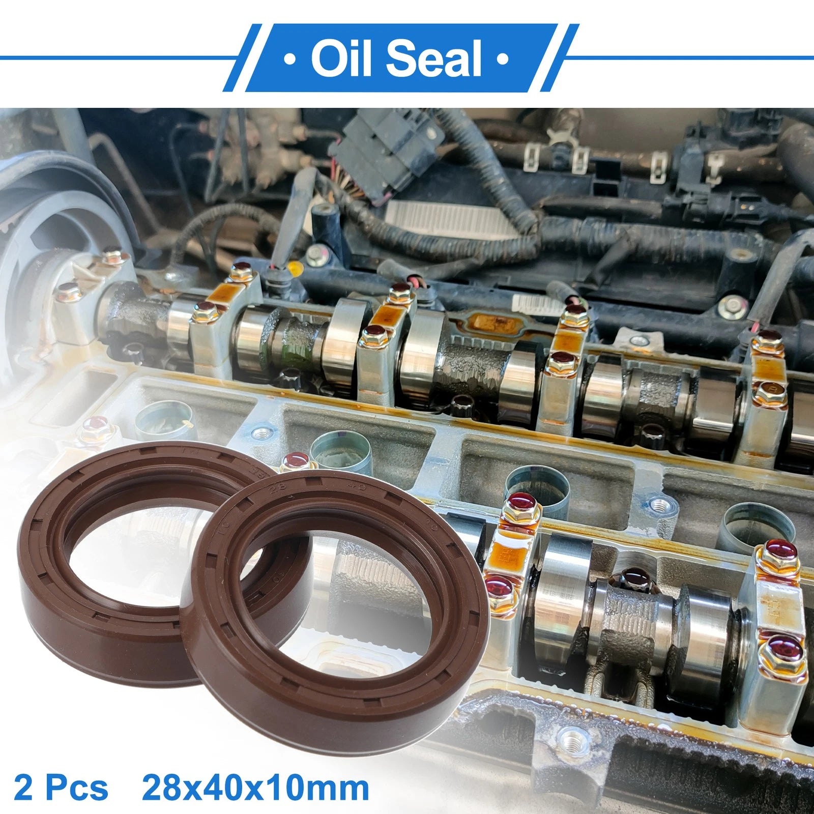 2X Oil Seal Rotary Shaft Seal FKM Rubber 28x40x10mm for Various Models
