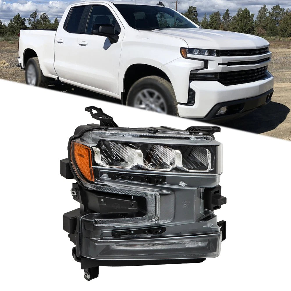 LED Headlight for Silverado 1500 (2019–2020) Black Right Side