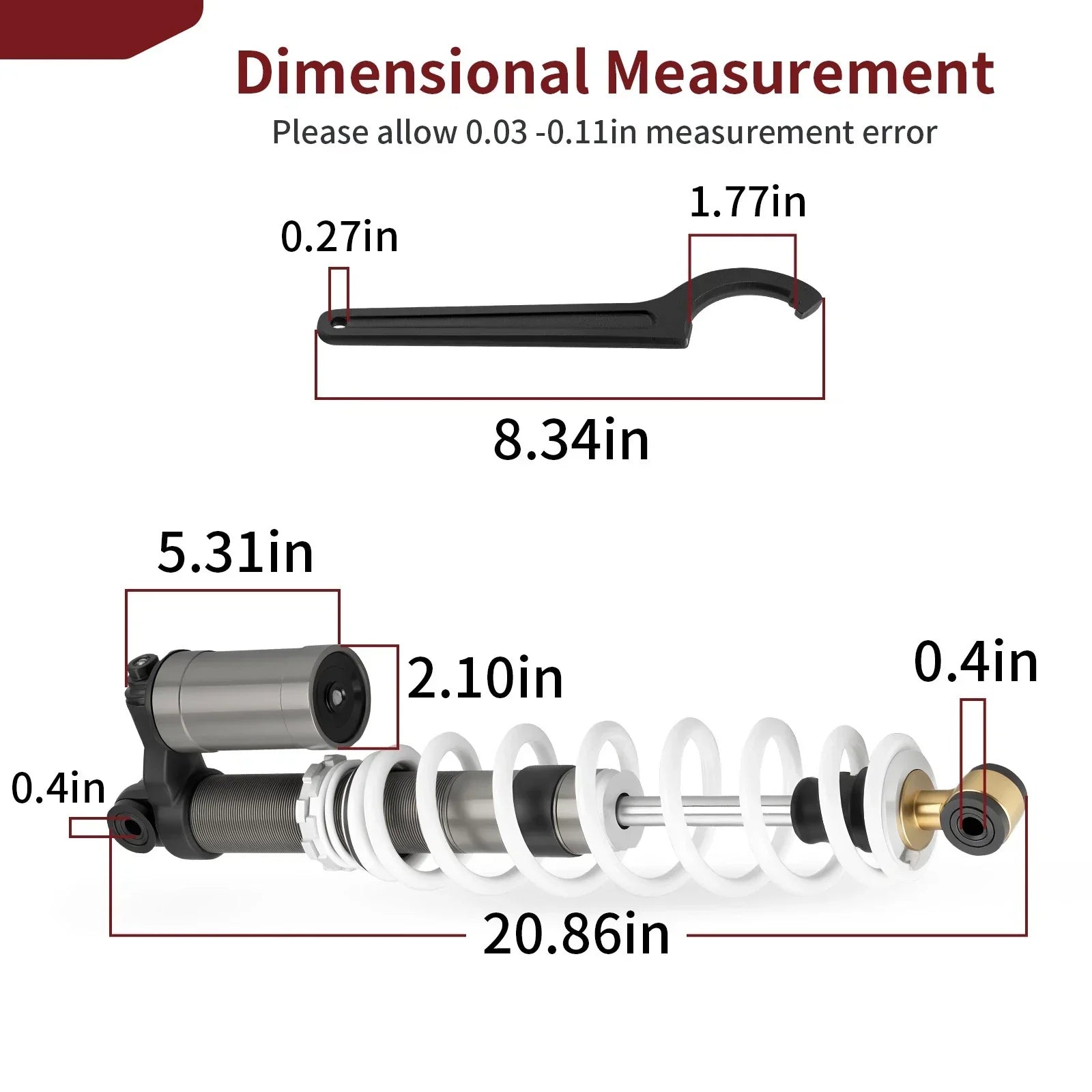 2x Front Shocks Absorbers w/ Adjustable Tool for Polaris RZR 800 S (2009–2014)