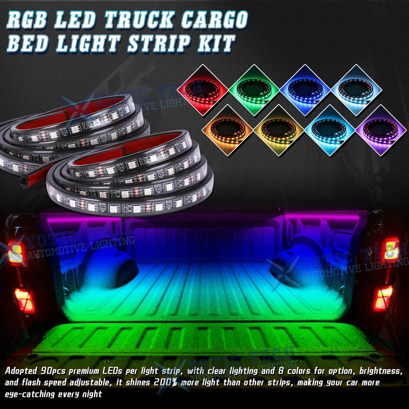 2-Pack 60" RGB Bar Light Strip Kit for Ford Chevy Dodge GMC (2015-2024)