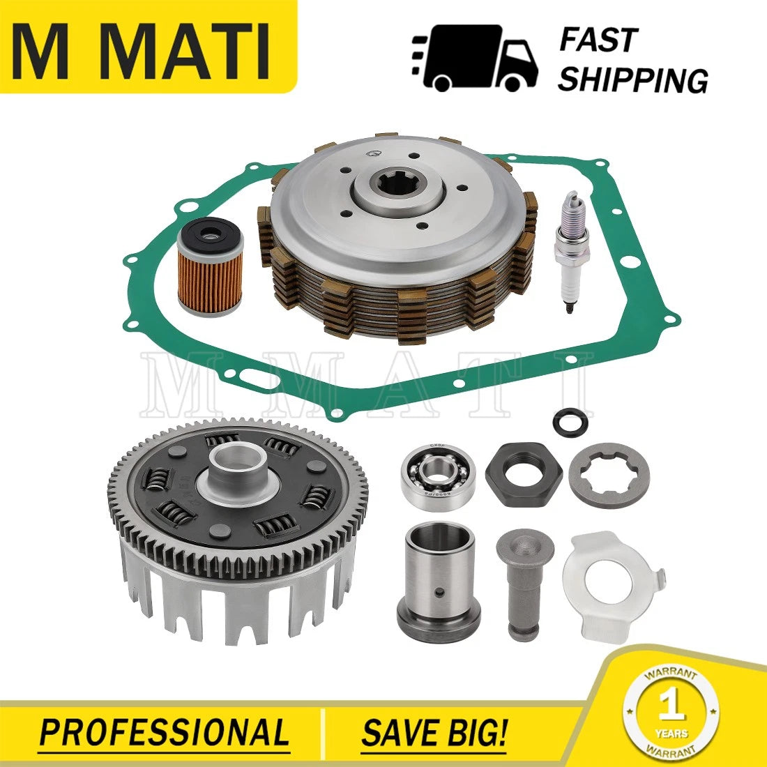 Heavy Duty Clutch Assembly with Gasket for Yamaha Big Bear 350 (1987–1998)