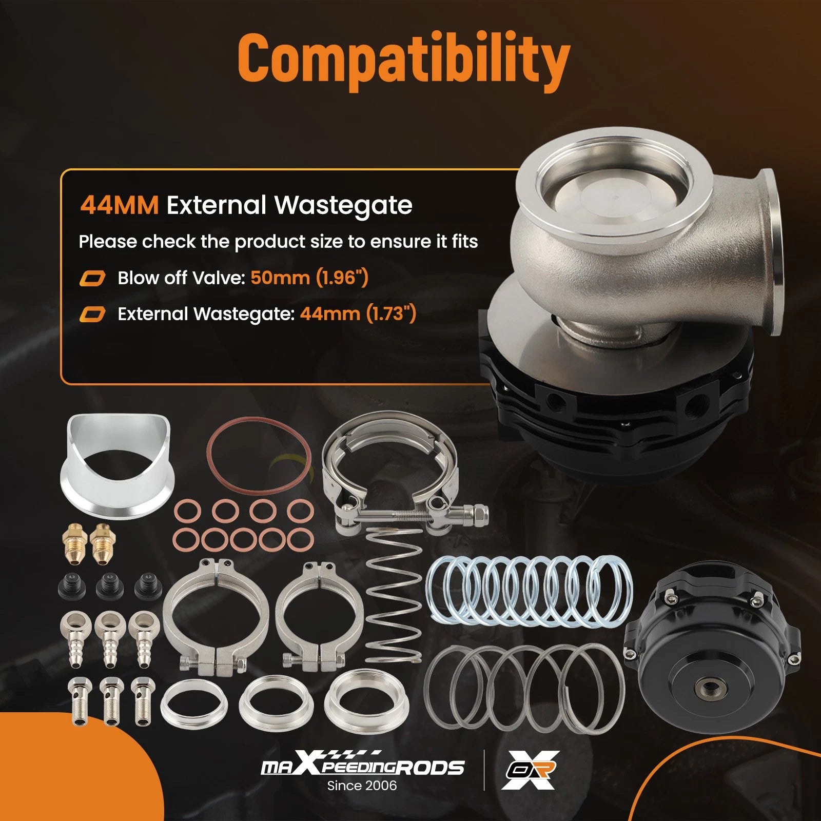 50mm BOV Blow Off Valve + 44mm V-Band Turbo Wastegate for
