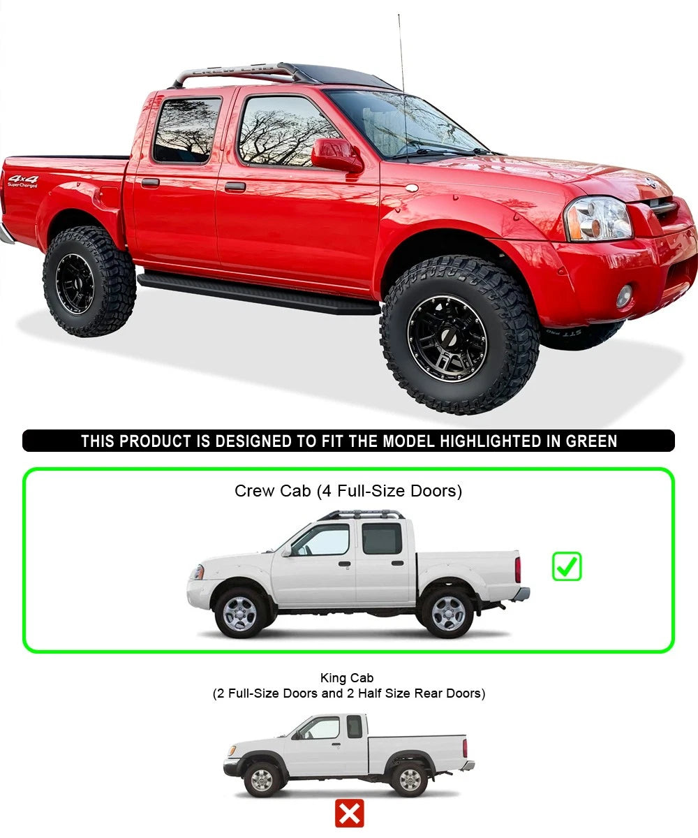 iBoard Black Running Boards for Nissan Frontier Crew Cab (1999-2004)