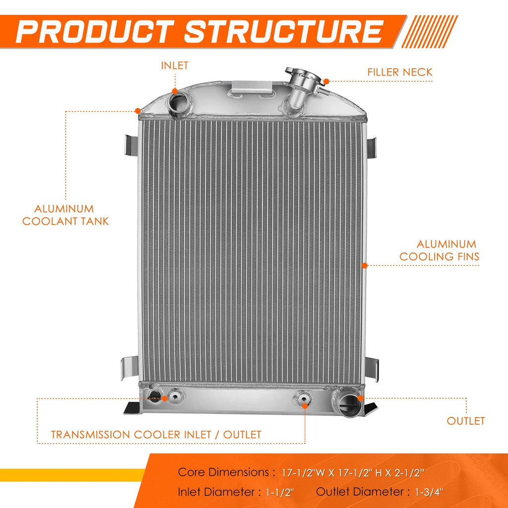 3-Row Aluminum Cooling Radiator for Ford Low Boy Chevy/GMC