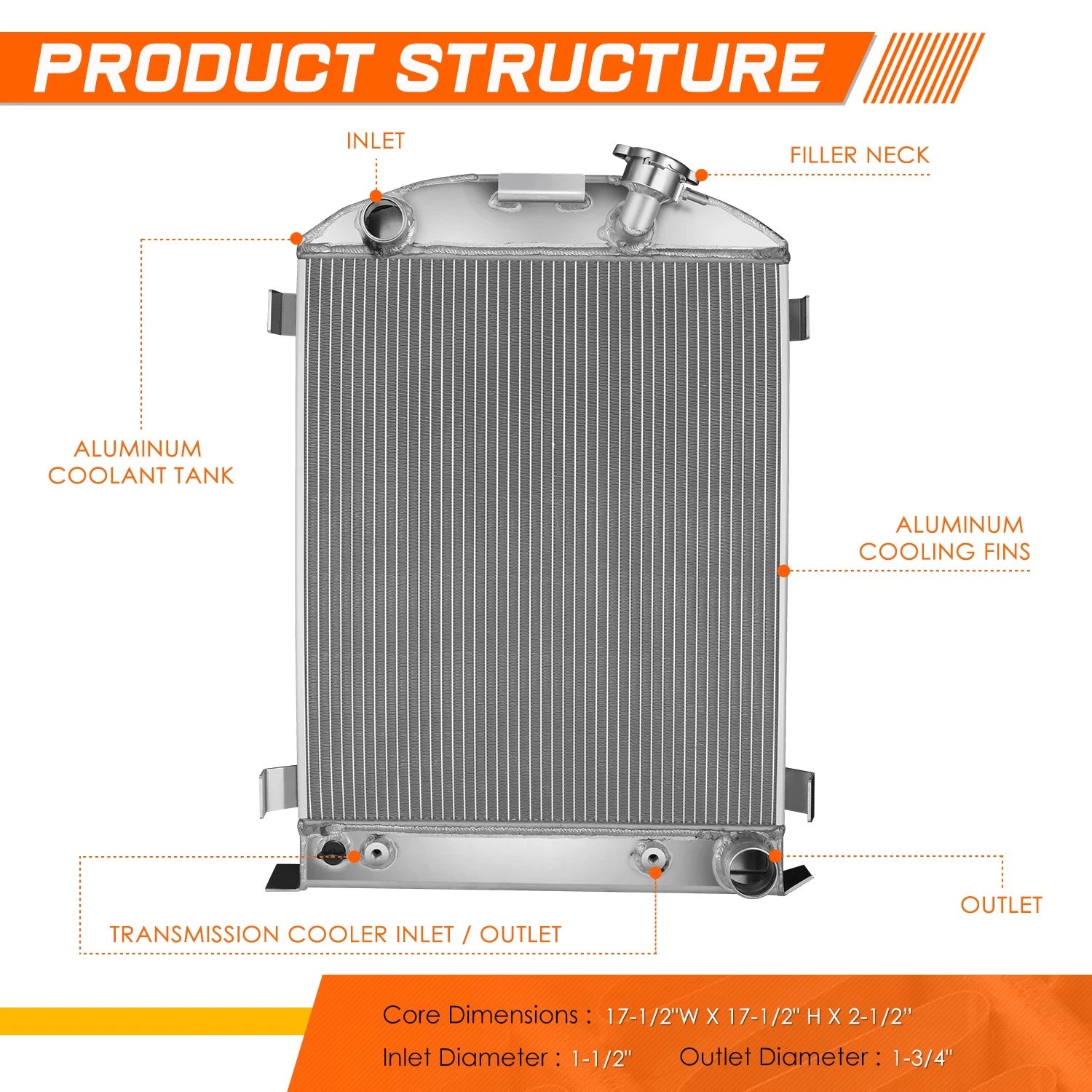 3-Row Aluminum Cooling Radiator for Ford Low Boy Chevy/GMC