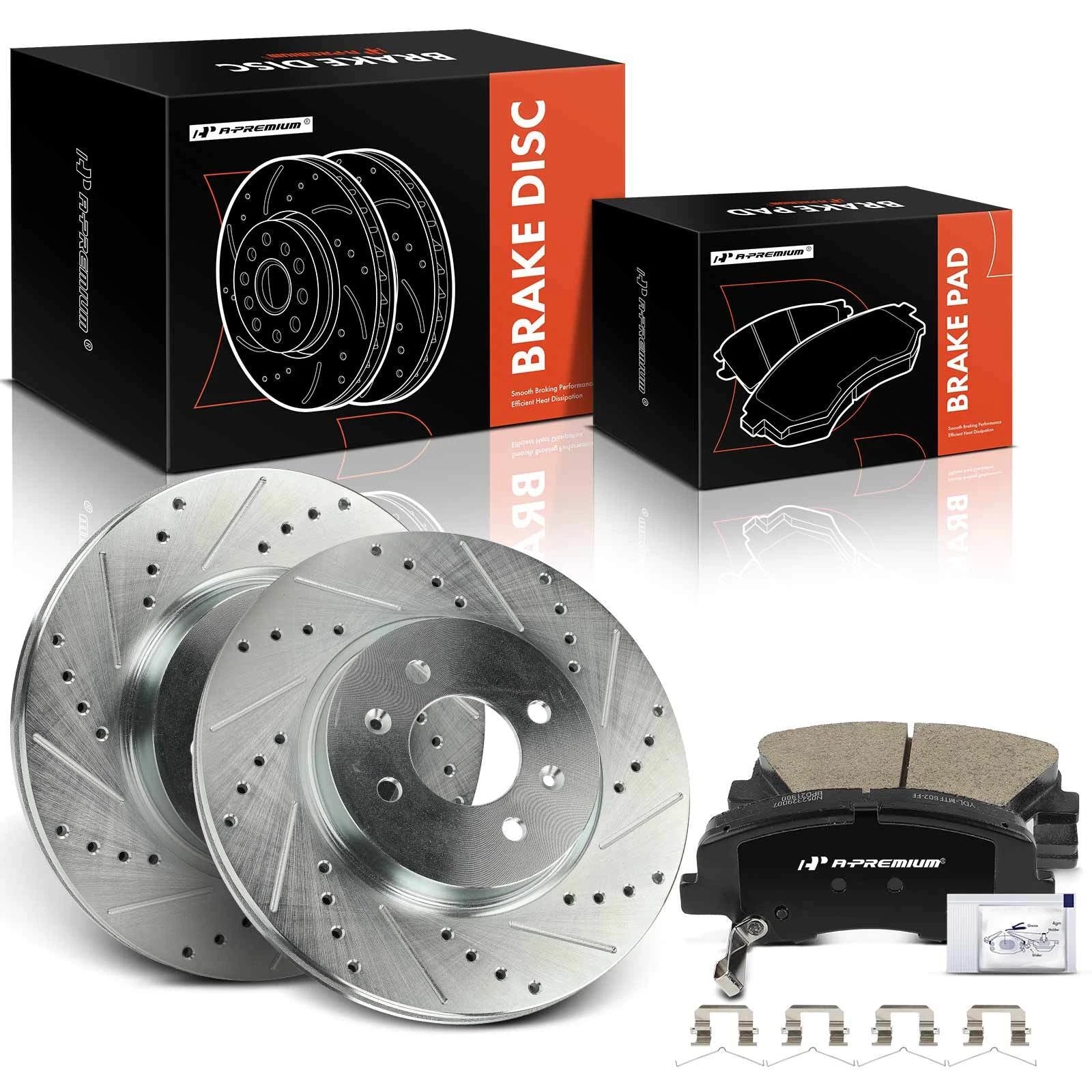 Front Drilled Brake Rotors & Ceramic Pads for Hyundai Accent Kia Rio (2006–2020)