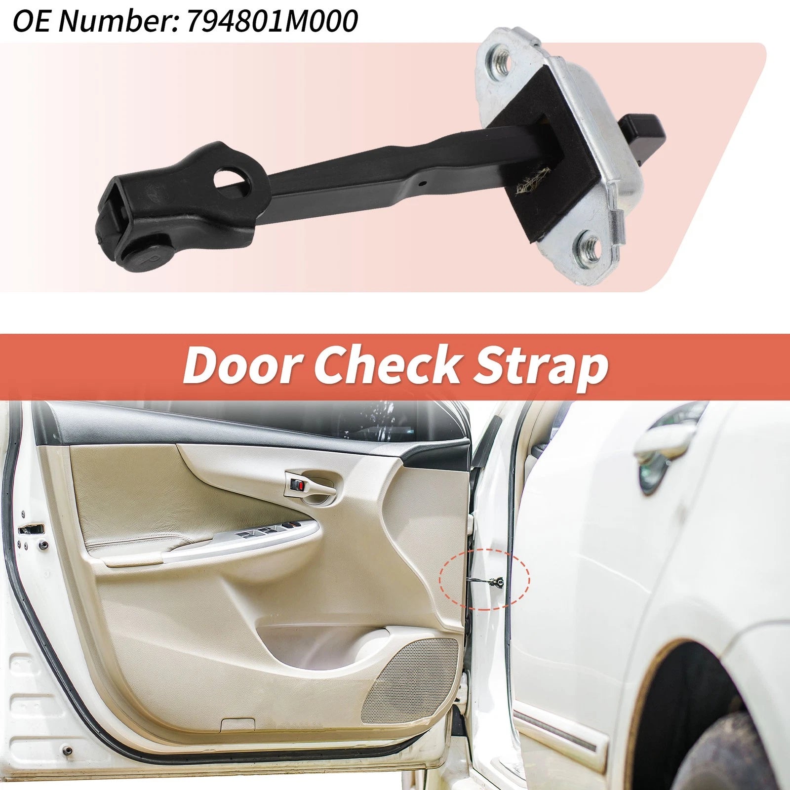 Rear Left Door Check Strap for Kia Forte Sedan (2010–2013) No.794801M000