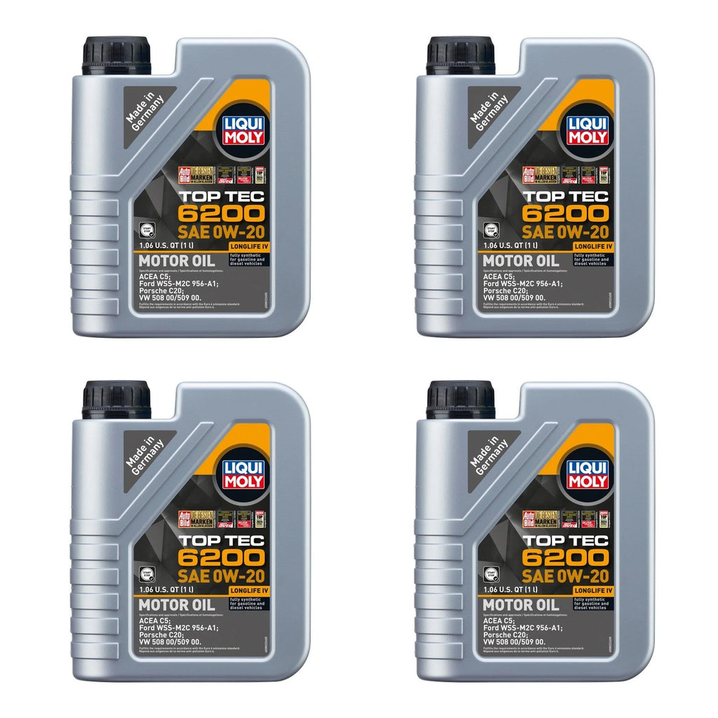 Set of 4 Liqui Moly Top Tec 6200 0W-20 Engine Motor Oil (4L)