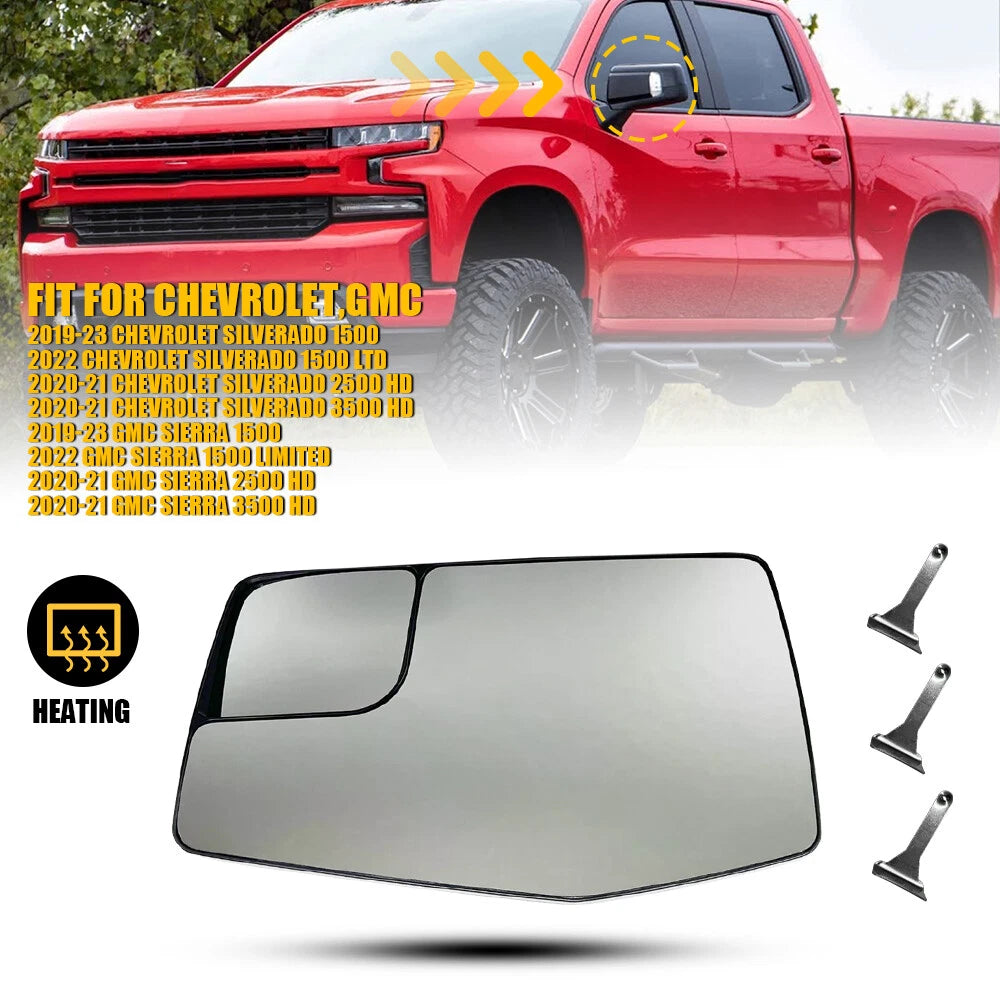 Driver Side Mirror Glass for Chevy Silverado GMC Sierra (2019–2023) Heated